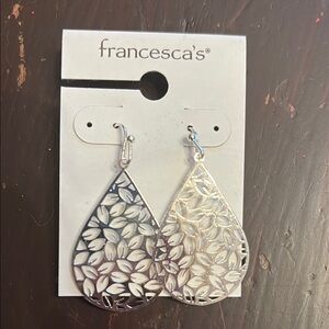Francesca's Collections Silver Leaf Lasercut Earrings